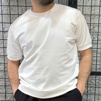 Yarım Oversize %100 Pamuk Beyaz T-Shirt
