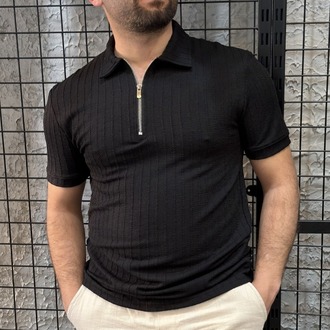 Çizgili Triko Polo Yaka T-Shirt