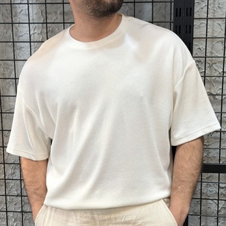 Oversize Beyaz Triko T-Shirt