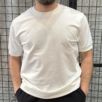 Yarım Oversize %100 Pamuk Beyaz T-Shirt