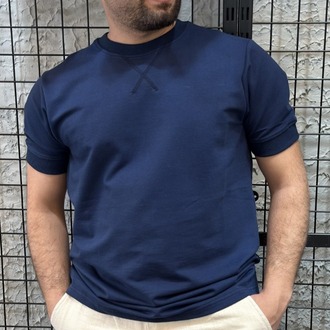Yarım Oversize Lacivert %100 Pamuk Tişört