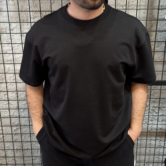 Oversize Oysho Kumaş Siyah T-Shirt