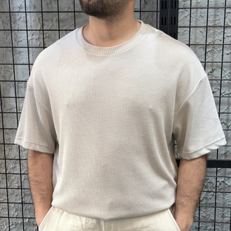 Oversize Triko Krem T-Shirt