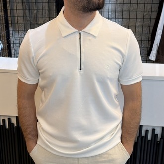 Regular Fit Polo Yaka Fermuarlı %100 Pamuk T-shirt