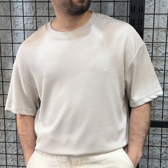Oversize Triko Krem T-Shirt