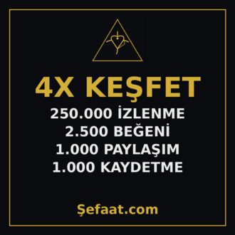 4X Keşfet Paketi (250.000 İzlenme + 2.500 Beğeni + 1.000 Paylaşım + 1.000 Kaydetme)