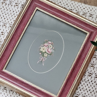 Pembe Çerçeveli Rokoko Gül Buketi