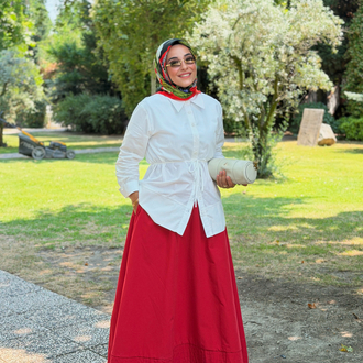 Kırmızı Beli Lastıklı Etek
