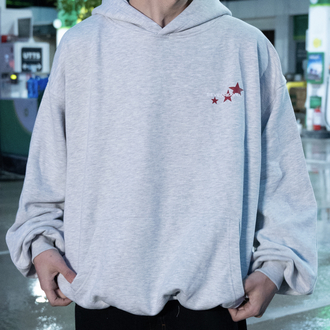 S.H Star Print | Grey Oversize Hoodie