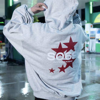 S.H Star Print | Grey Oversize Hoodie