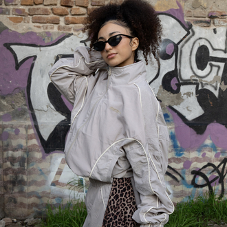 Gst Grey | Boxy Parachute Jacket