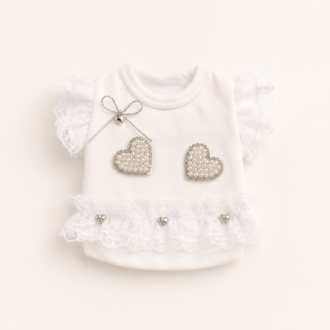 Pearl Heart White Köpek Tişörtü