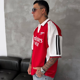 ARSENAL OVERSİZE POLO YAKA T-SHİRT / KIRMIZI