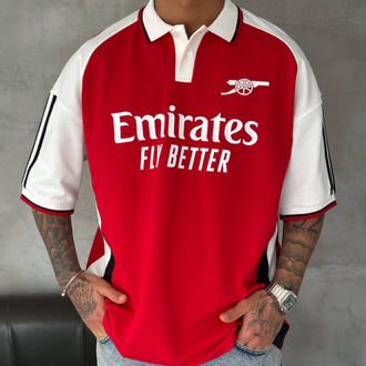 ARSENAL OVERSİZE POLO YAKA T-SHİRT / KIRMIZI