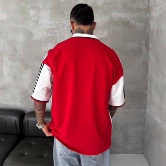 ARSENAL OVERSİZE POLO YAKA T-SHİRT / KIRMIZI