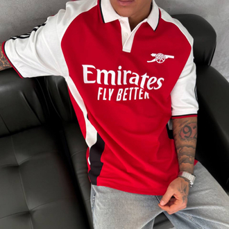 ARSENAL OVERSİZE POLO YAKA T-SHİRT / KIRMIZI