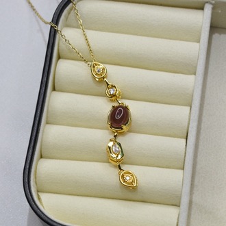 Gold Mor Taşlı Y Kolye 