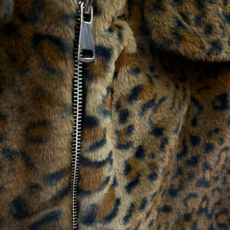 Leopar desen peluş yelek
