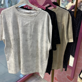 Taşlı yıkamalı tshirt