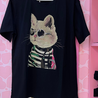 Kedi baskılı tshirt 