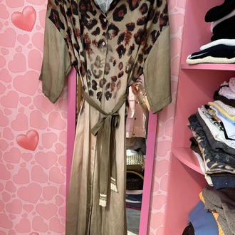 Leopar baskılı gömlek elbise