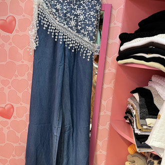 Dantel şal detaylı jean