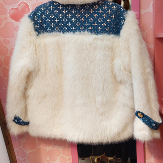 Jean&payet detaylı peluş ceket