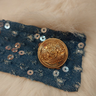 Jean&payet detaylı peluş ceket