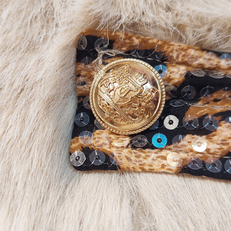 Leopar&pul payet detaylı peluş ceket