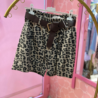 Leopar desen ithal koton şort