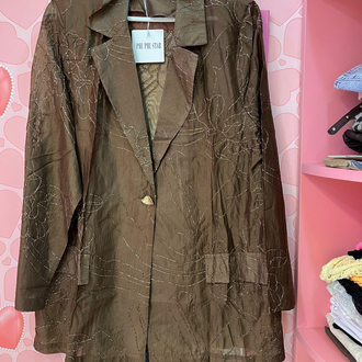 Nakışlı organze blazer
