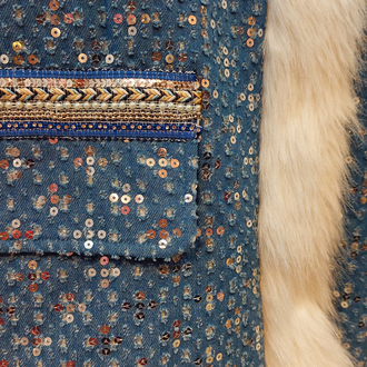 Jean&payet detaylı peluş ceket