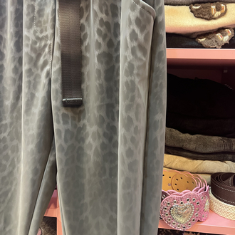 İtalyan güderi leopar desen pantolon