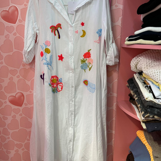 Palmiye nakışlı gömlek elbise
