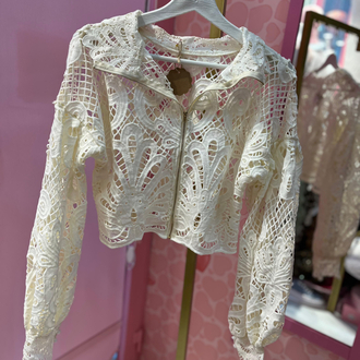 Dantel crop ceket