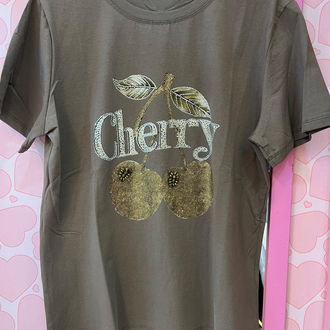 Cherry taşlı tshirt