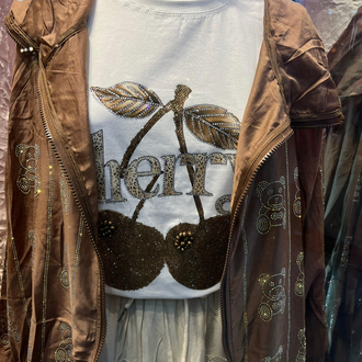 Cherry taşlı tshirt