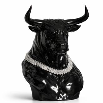Vegas Bull Pırlanta Kolyeli Lüks Dekoratif Boğa Figürü