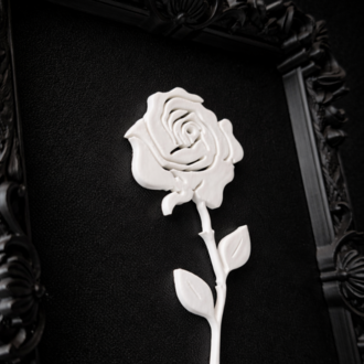 Monarch Rose Kabartma Gül Model Varaklı Siyah Premium Tablo |170mm x 230mm Masaüstü İçin