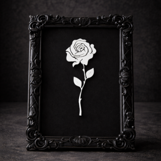 Monarch Rose Kabartma Gül Model Varaklı Siyah Premium Tablo |170mm x 230mm Masaüstü İçin