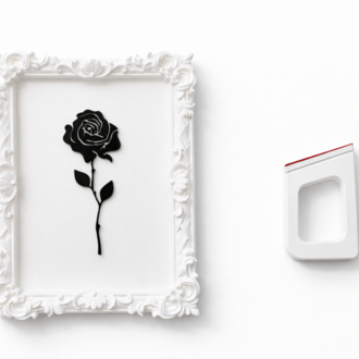 Monarch Rose Kabartma Gül Model Varaklı Beyaz Premium Tablo |170mm x 230mm Masaüstü İçin