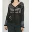striped cardigan with flower details
