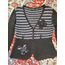 striped cardigan with flower details