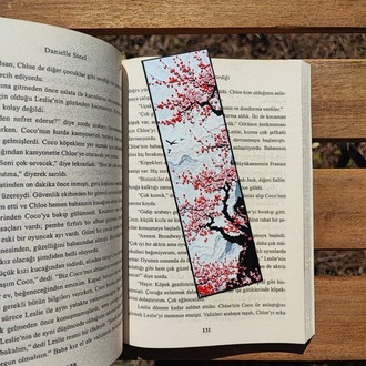 Tia Craft Sakura Kiraz Çiçeği Motifli 3lü 3D Kitap Ayracı Seti Dekoratif Hediyelik