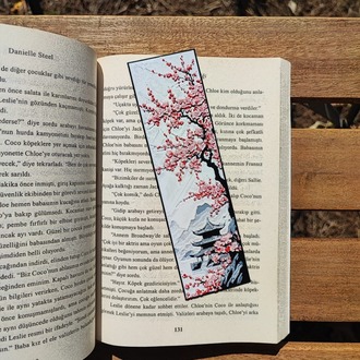 Tia Craft Sakura Kiraz Çiçeği Motifli 3lü 3D Kitap Ayracı Seti Dekoratif Hediyelik
