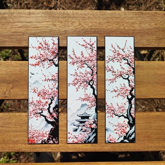 Tia Craft Sakura Kiraz Çiçeği Motifli 3lü 3D Kitap Ayracı Seti Dekoratif Hediyelik