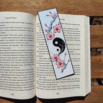 Tia Craft Yin Yang ve Kiraz Çiçeği Motifli 3D Kitap Ayracı Dekoratif Hediyelik