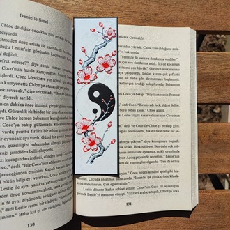 Tia Craft Yin Yang ve Kiraz Çiçeği Motifli 3D Kitap Ayracı Dekoratif Hediyelik