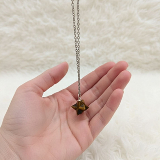 Merkaba Kaplangözü Doğal Taş Çelik Kolye