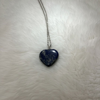 Kalpli Lapis Lazuli Doğal Taş Çelik Kolye